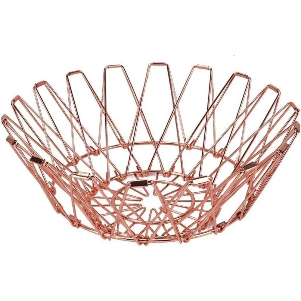 Jion Ware Flexible Rose Gold Transforming Wire Basket Home Storage Decor Kitchen